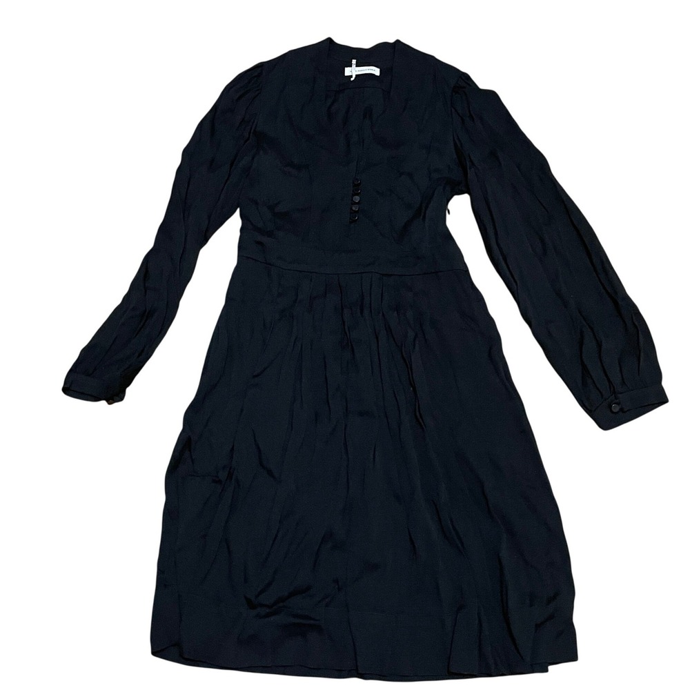 Isabel Marant Etoile Women 4 FR 36 Black Whimsigoth Crepe‎ LS V-Neck Midi Dress